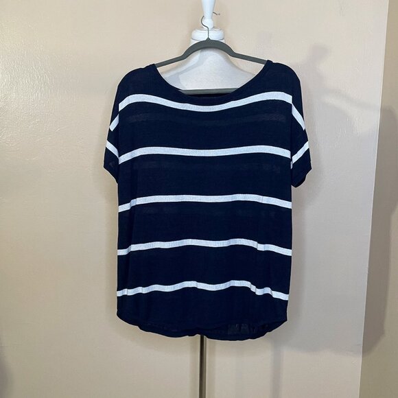 Talbots Tops - TALBOTS Striped Short Sleeves Top Blouse Tee Cotton Blend 1X